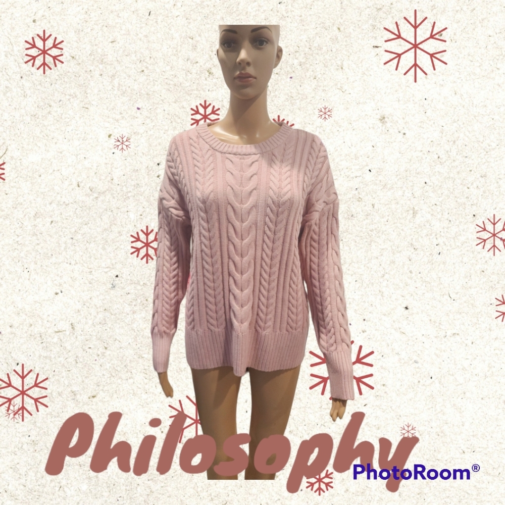 🔥$98! NWT Philosophy Cable Knit Crew Neck Sweater